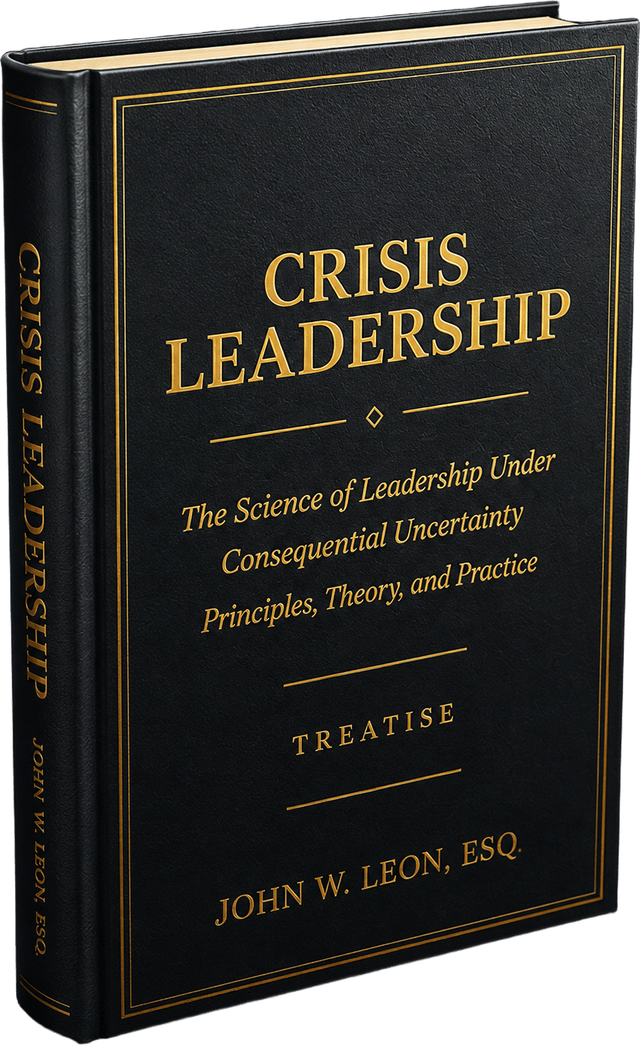 Crisis Leadership: The Treatise — book cover by John W. Leon, Esq.